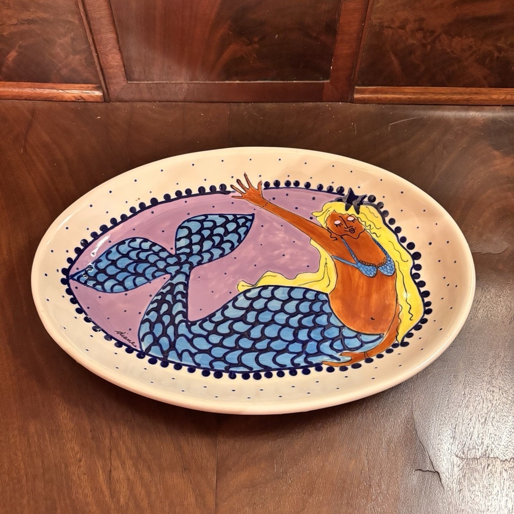 Diane Artware Mermaid Oval Platter 2001 Stoneware Come Dream With Me Rare